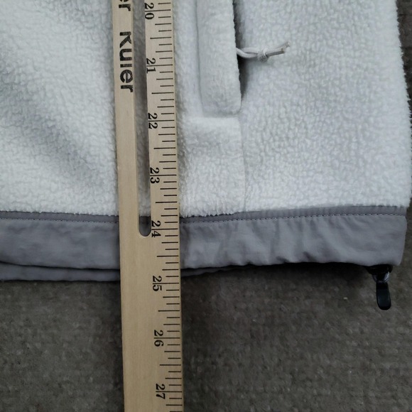 The North Face Denali Jacket Women Medium White Gray Fleece Full Zip Pockets - Picture 4 of 16